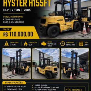 EMPILHADEIRA GLP HYSTER H155FT 7 TON - 2006
